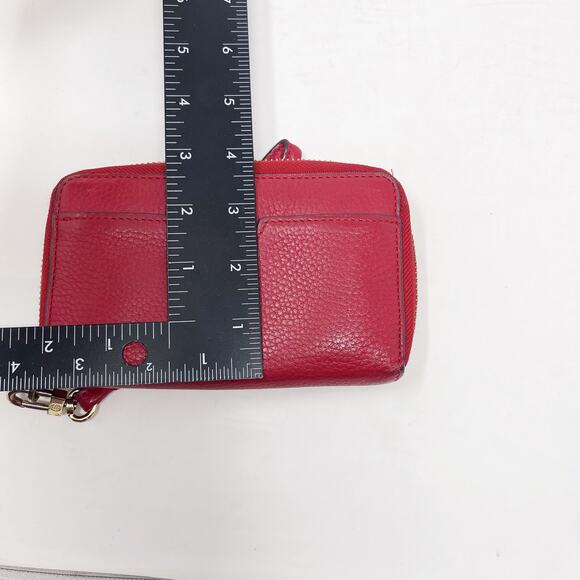 Tory Burch Red Robinson Clutch Wallet Saffiano Leather Full Zip Around Pocket - Picture 11 of 12